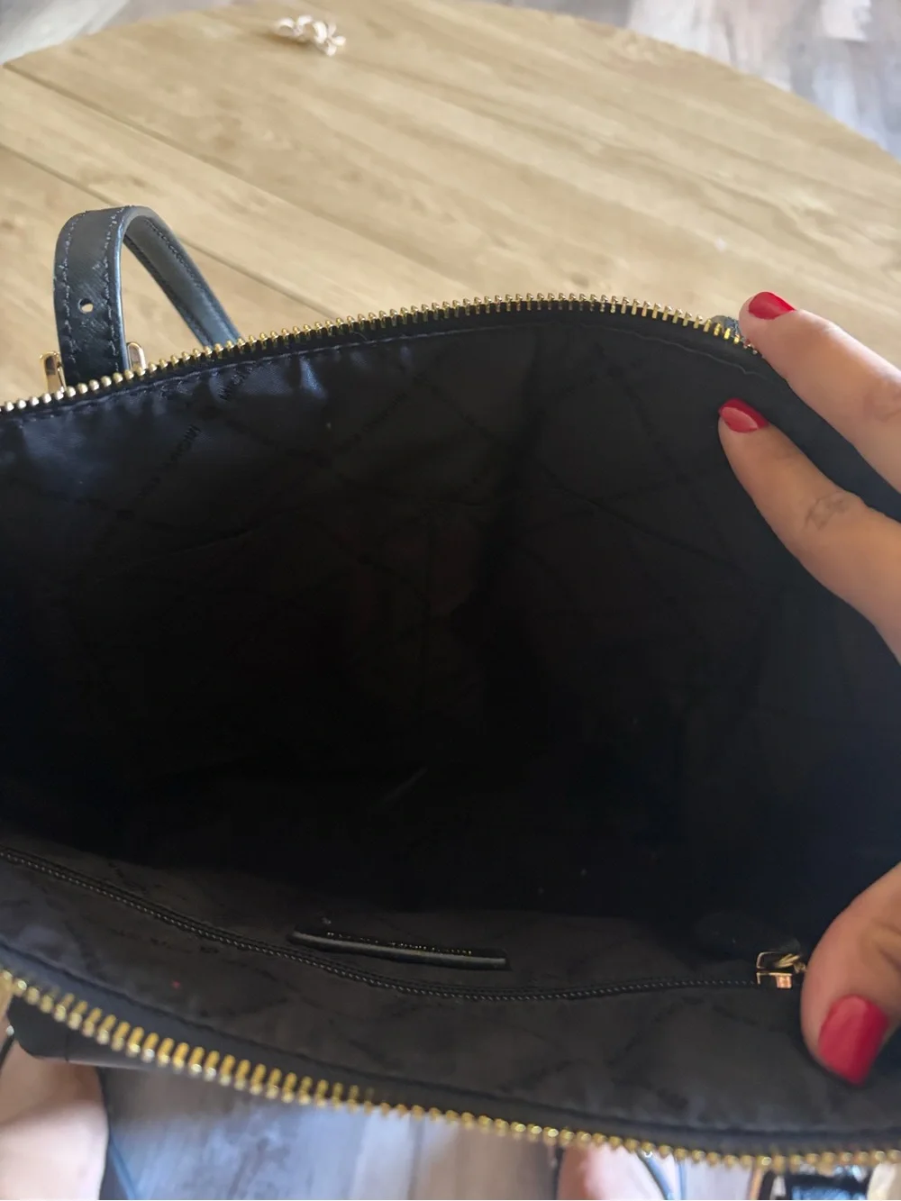 Michael Kors Navy Saffiano Leather Tote with Gold Accents